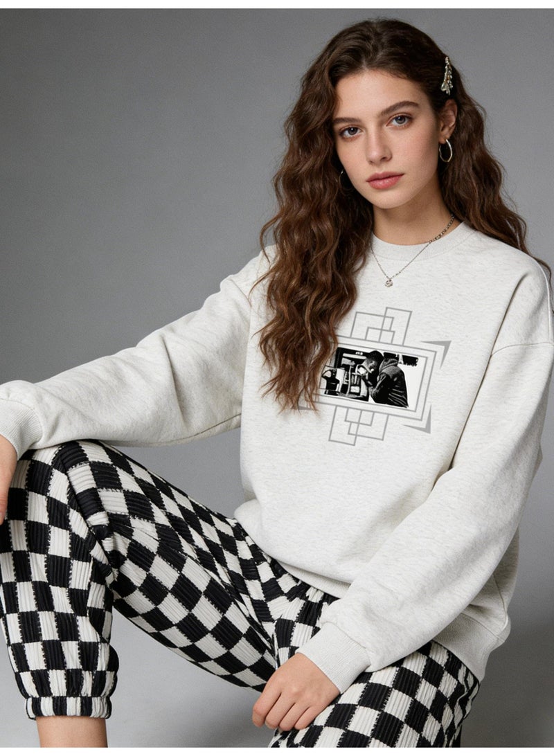retro photo graphic T-neck sweatshirt | Unisex oversized pullover, retro casual and street style - Image 3